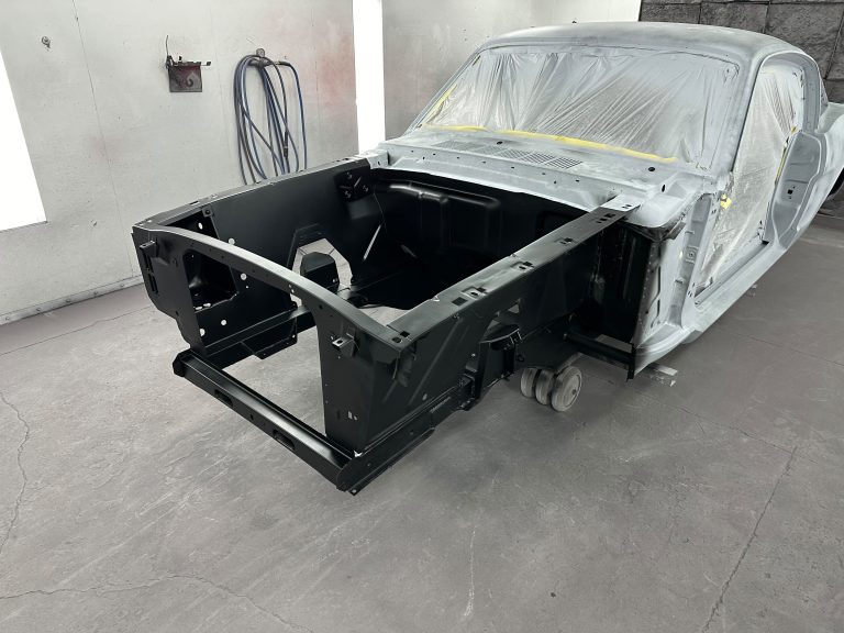 65 Mustang painted engine bay